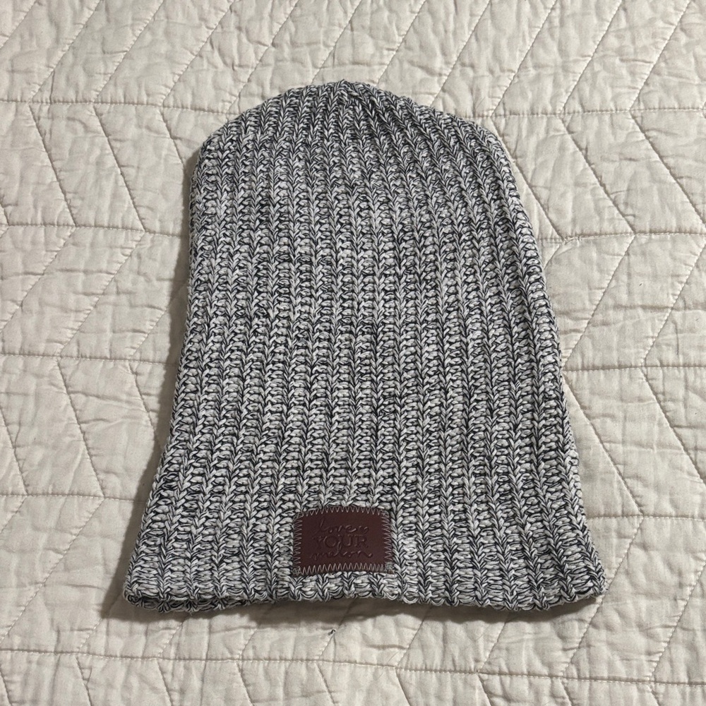 Love Your Melon Black and White Knit Beanie
